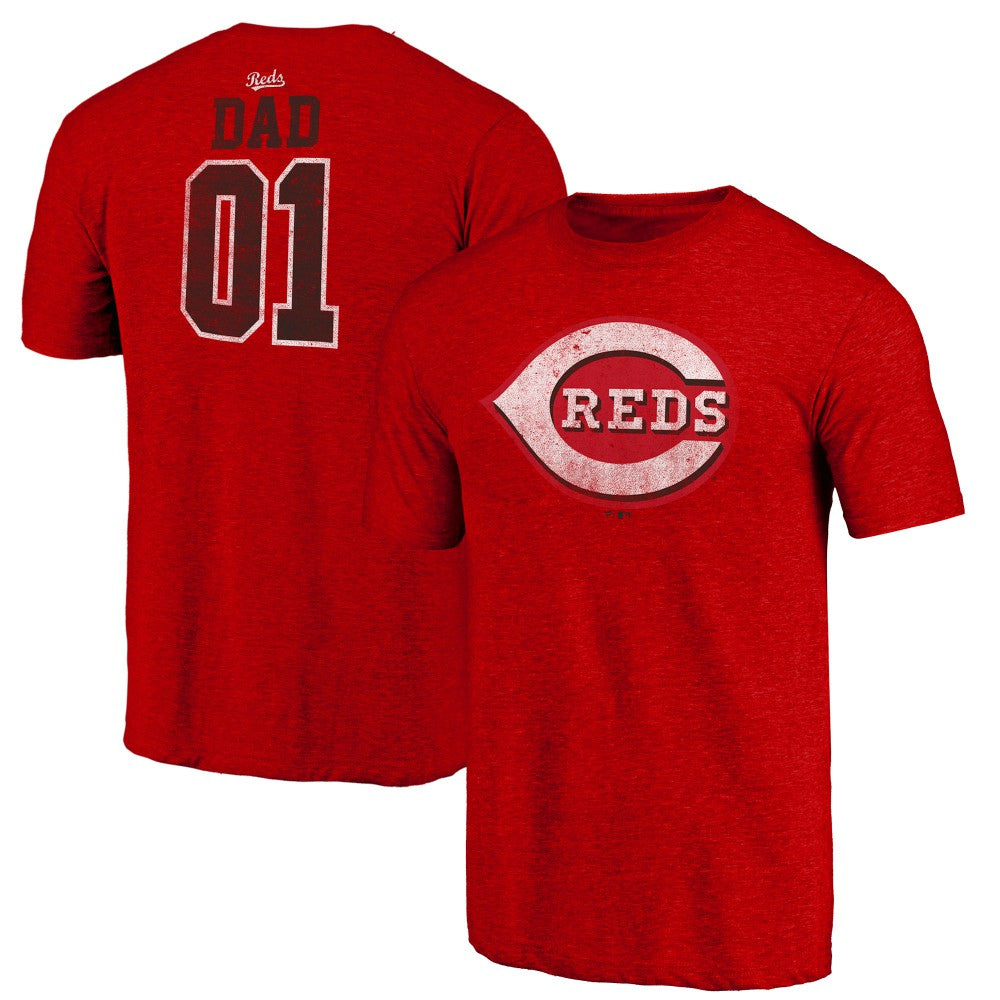 Cincinnati Reds Father's Day Greatest Dad Tri-Blend T-Shirt - Red - MLB Lifestyle