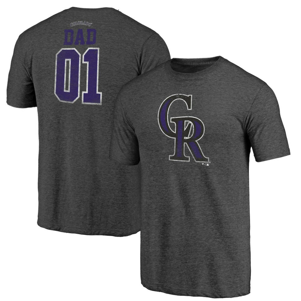 Colorado Rockies Father's Day Greatest Dad Tri-Blend T-Shirt - Black - MLB on Sale