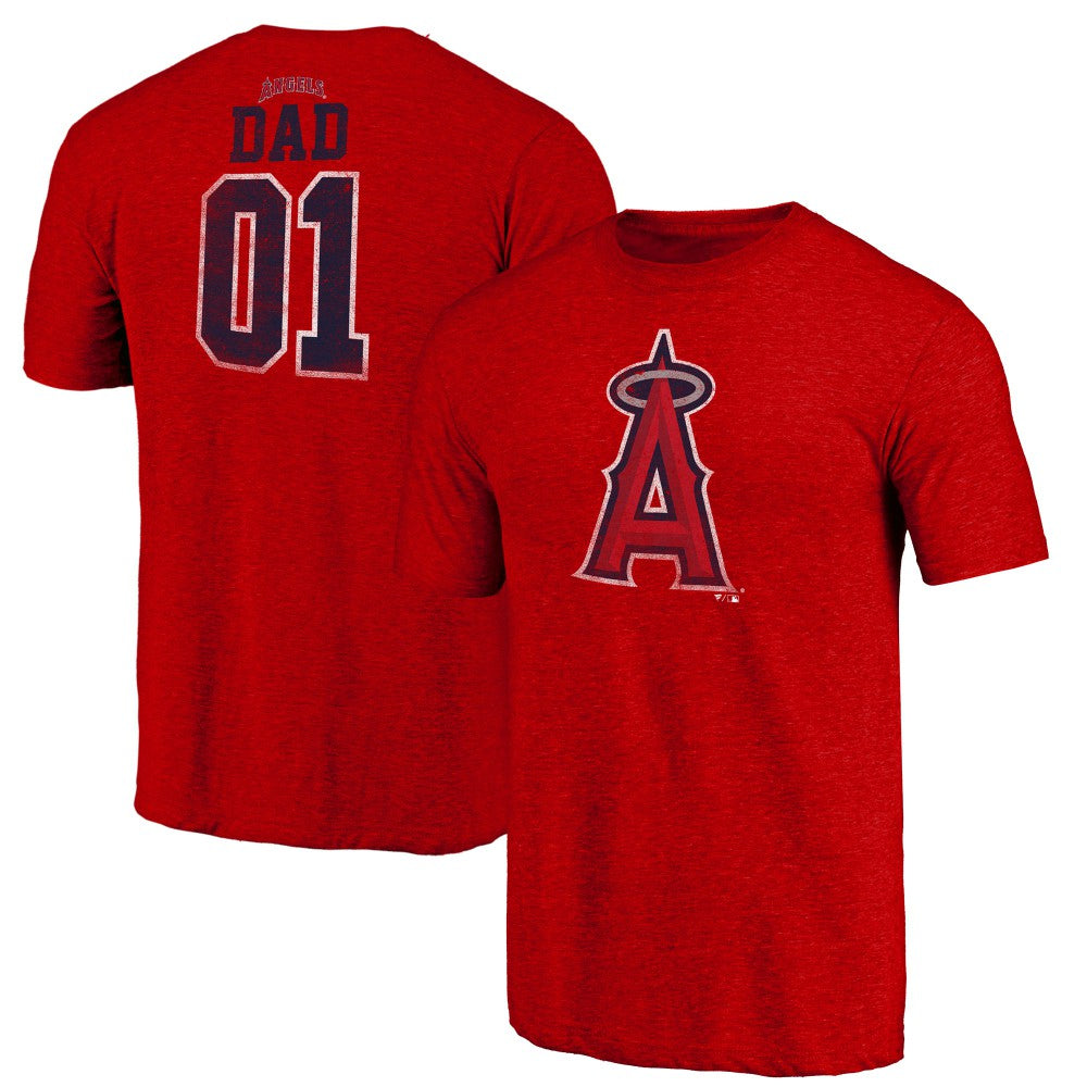 Los Angeles Angels Father's Day Greatest Dad Tri-Blend T-Shirt - Red - MLB Lifestyle