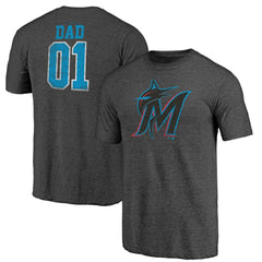 Miami Marlins Father's Day Greatest Dad Tri-Blend T-Shirt - Black - MLB Sale