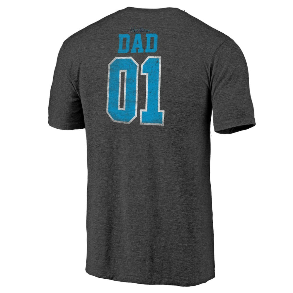 Miami Marlins Father's Day Greatest Dad Tri-Blend T-Shirt - Black - MLB Sale