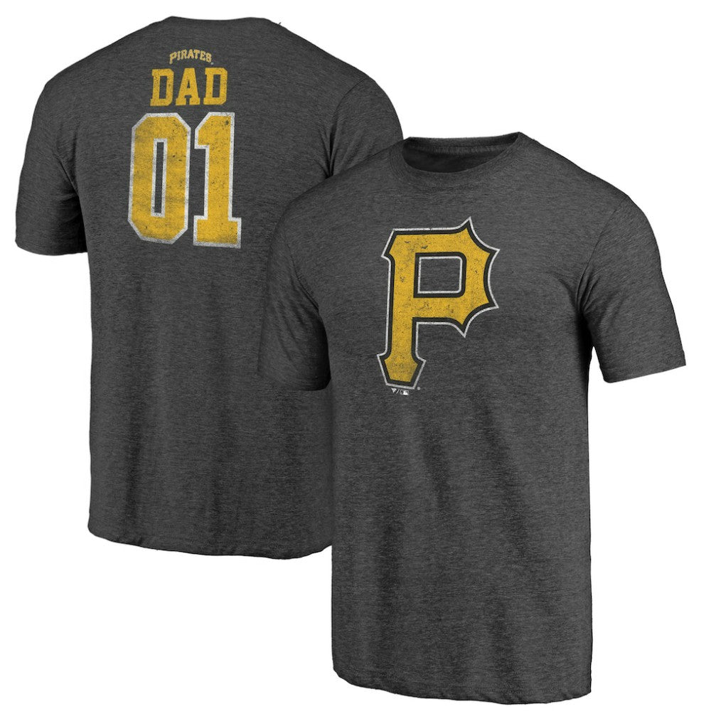 Pittsburgh Pirates Father's Day Greatest Dad Tri-Blend T-Shirt - Black - MLB Discount