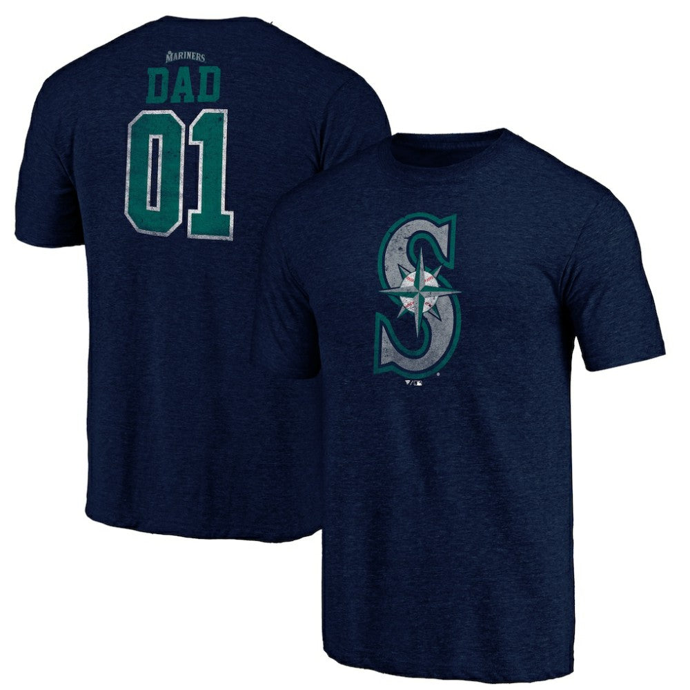 Seattle Mariners Father's Day Greatest Dad Tri-Blend T-Shirt - Navy - MLB Lifestyle