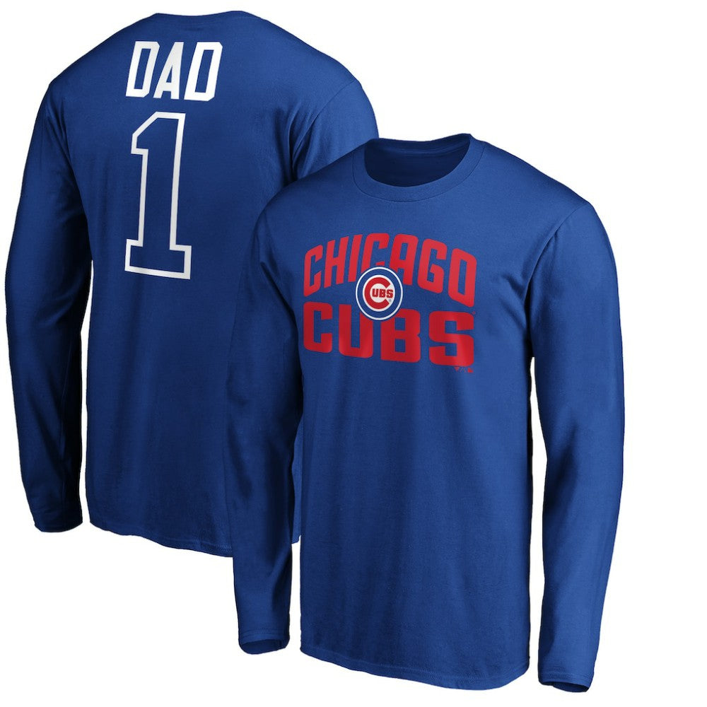 Chicago Cubs Father's Day #1 Dad Long Sleeve T-Shirt - Royal - MLB on Sale