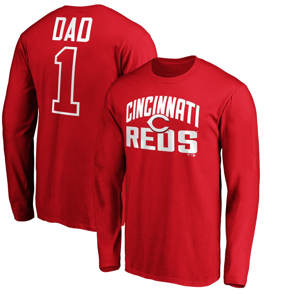 Cincinnati Reds Father's Day #1 Dad Long Sleeve T-Shirt - Red - MLB Discount