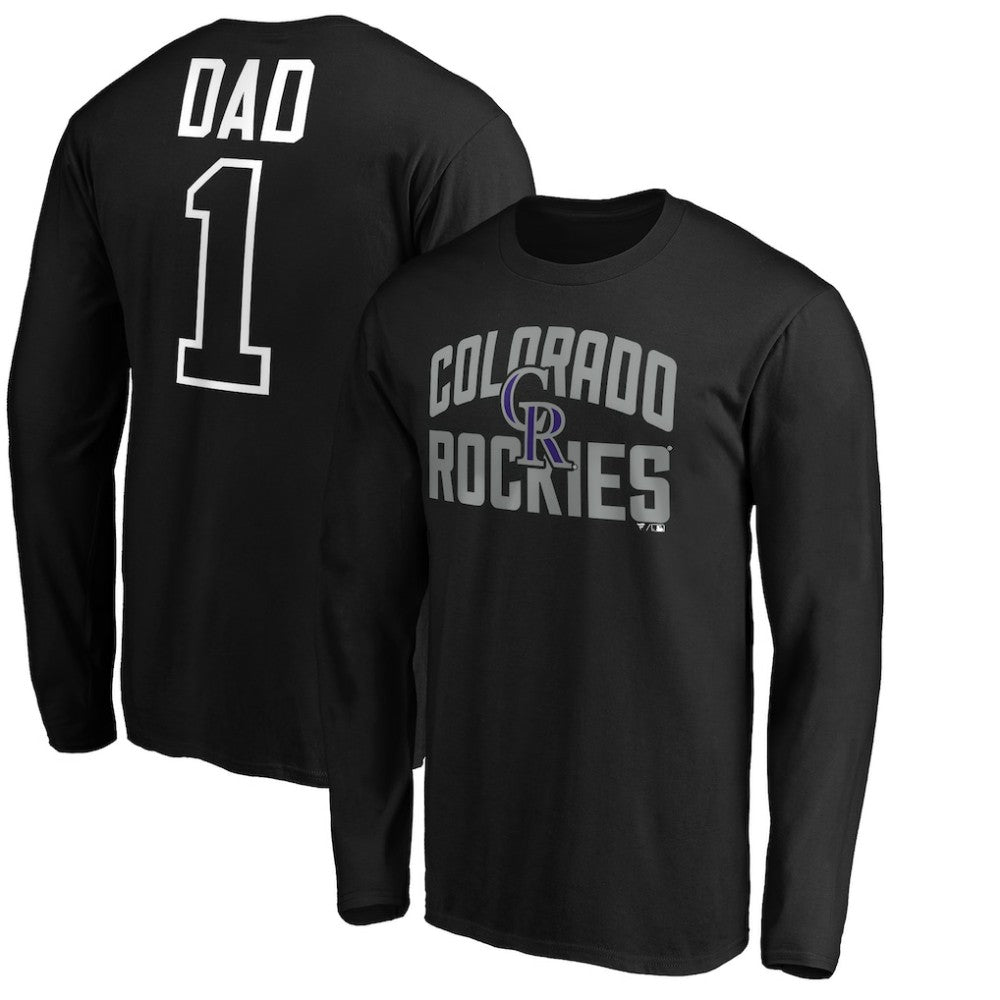 Colorado Rockies Father's Day #1 Dad Long Sleeve T-Shirt - Black - MLB Sale