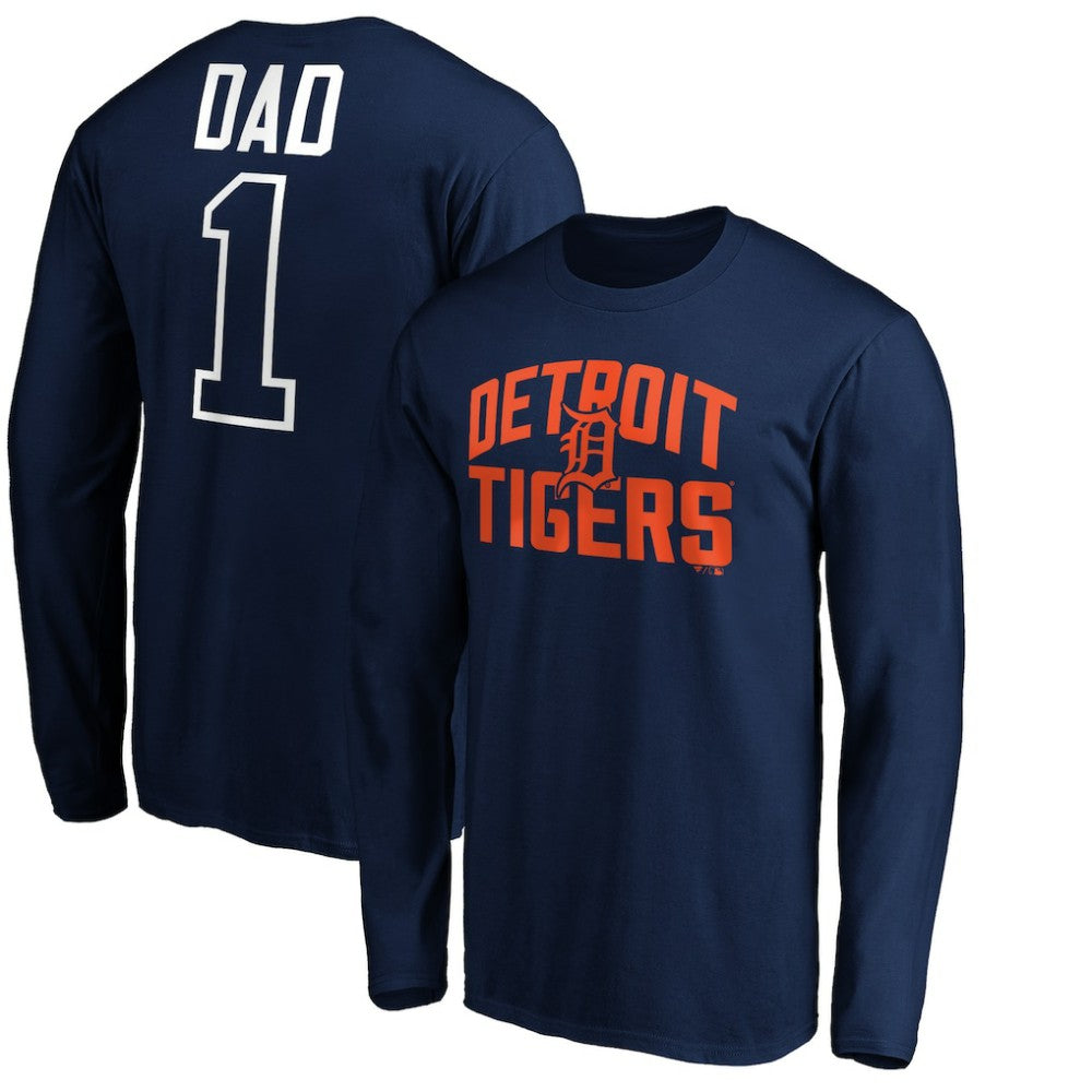 Detroit Tigers Father's Day #1 Dad Long Sleeve T-Shirt - Navy - MLB Lifestyle
