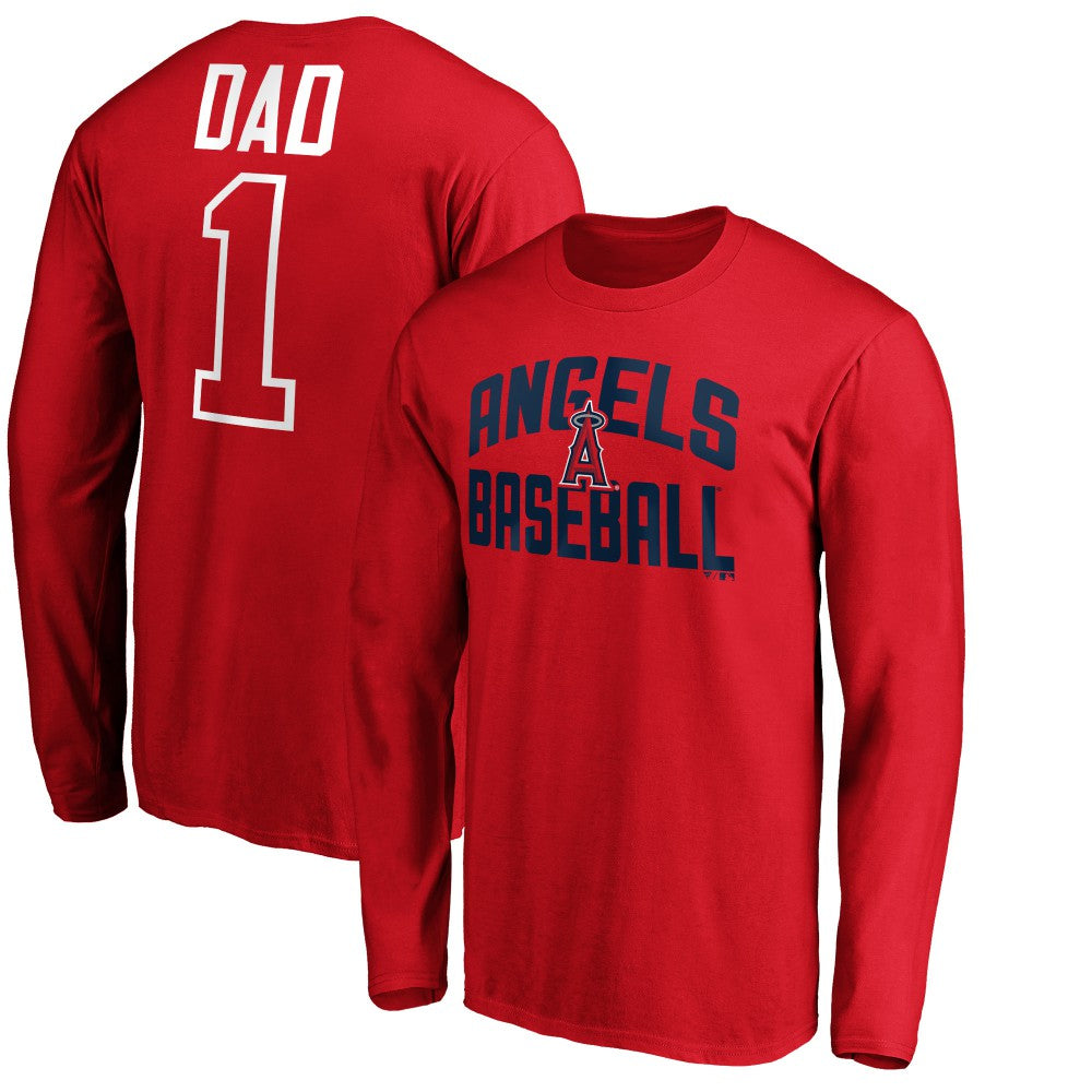 Los Angeles Angels Father's Day #1 Dad Long Sleeve T-Shirt - Red - MLB Lifestyle