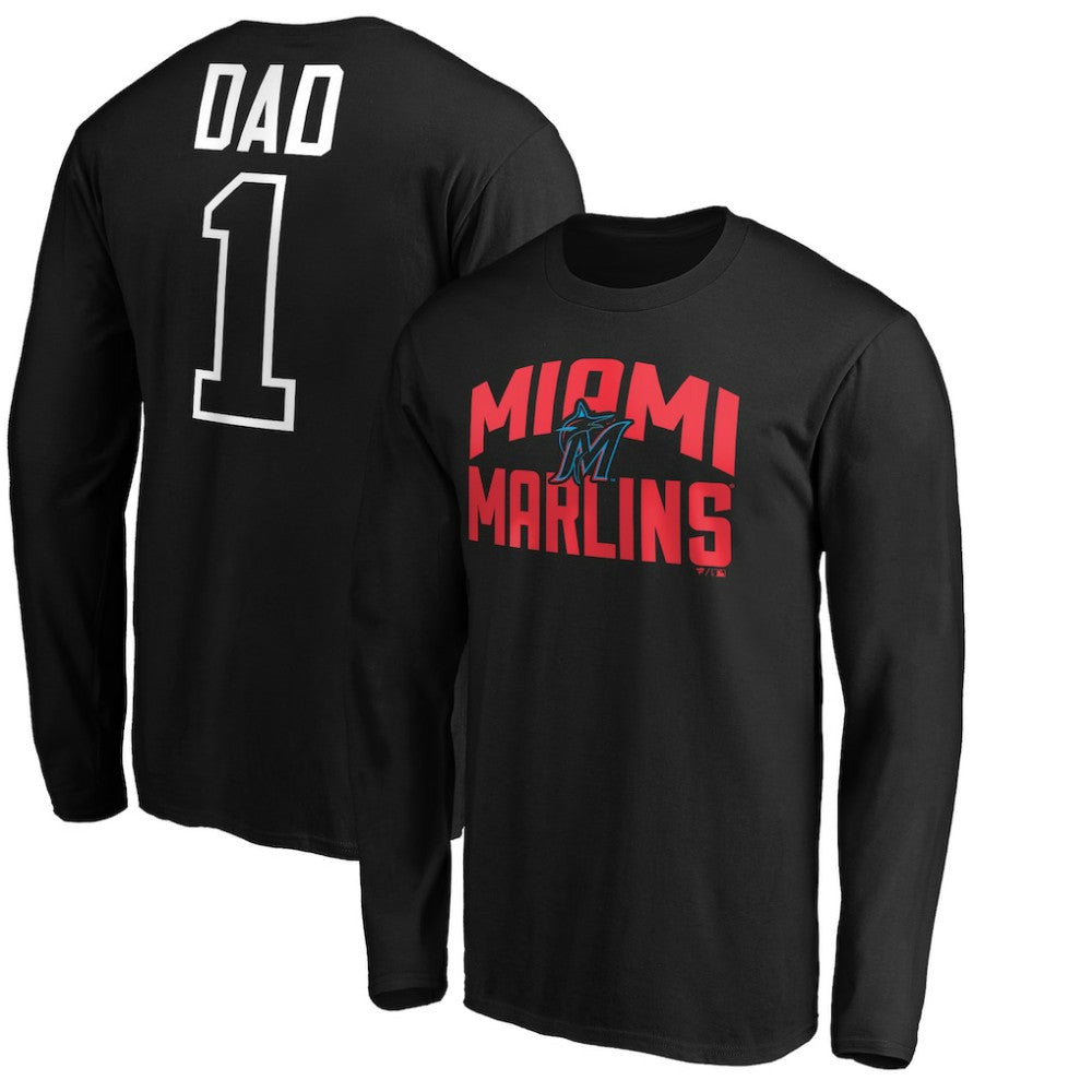 Miami Marlins Father's Day #1 Dad Long Sleeve T-Shirt - Black - MLB Online