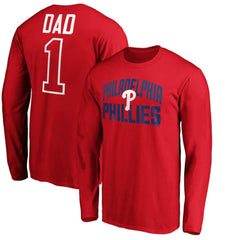 Philadelphia Phillies Father's Day #1 Dad Long Sleeve T-Shirt - Red - MLB Sale