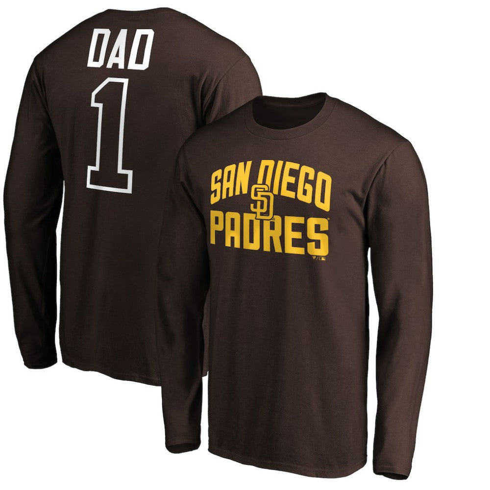 San Diego Padres Father's Day #1 Dad Long Sleeve T-Shirt - Brown - MLB Lifestyle