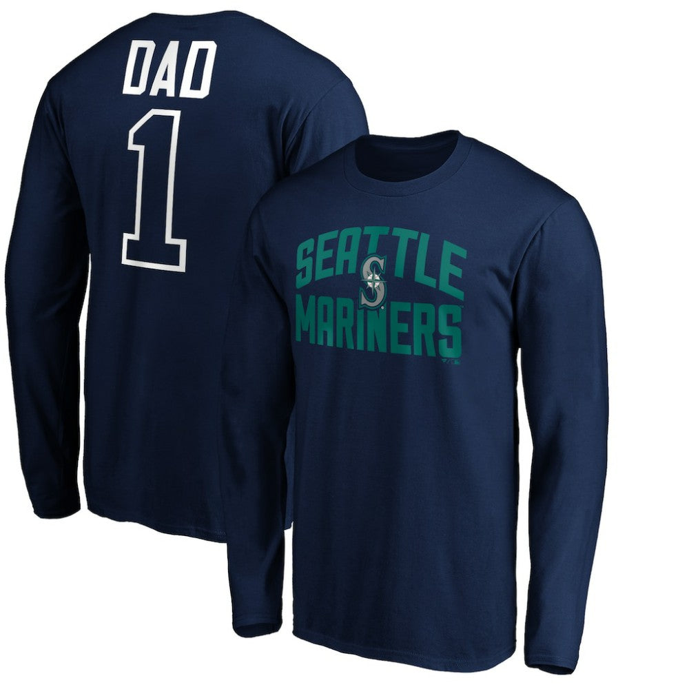 Seattle Mariners Father's Day #1 Dad Long Sleeve T-Shirt - Navy - MLB Sale