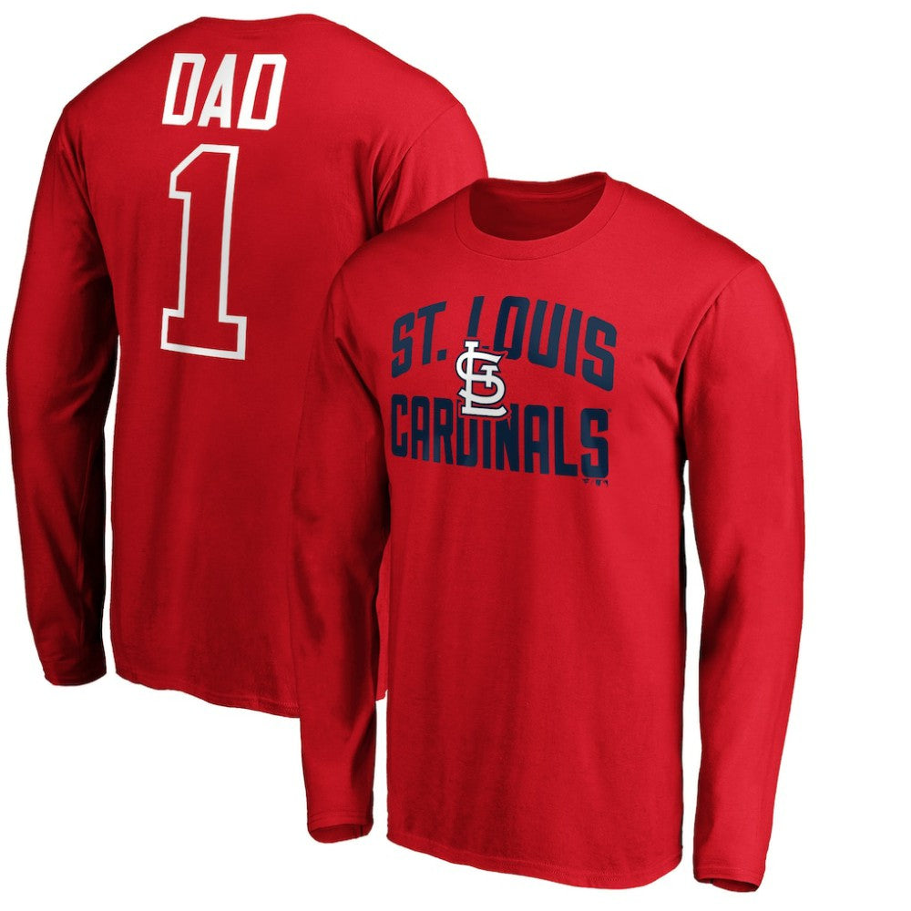 St. Louis Cardinals Father's Day #1 Dad Long Sleeve T-Shirt - Red - MLB Discount