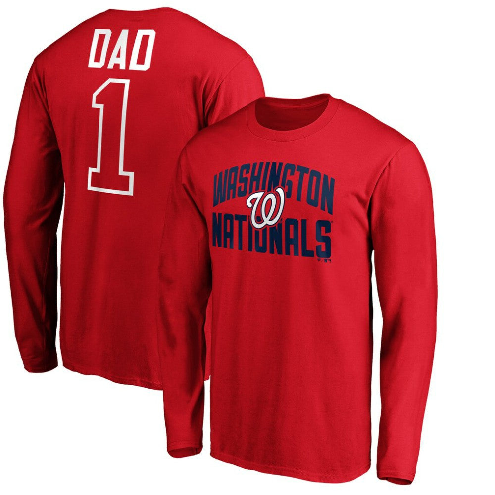 Washington Nationals Father's Day #1 Dad Long Sleeve T-Shirt - Red - MLB Online