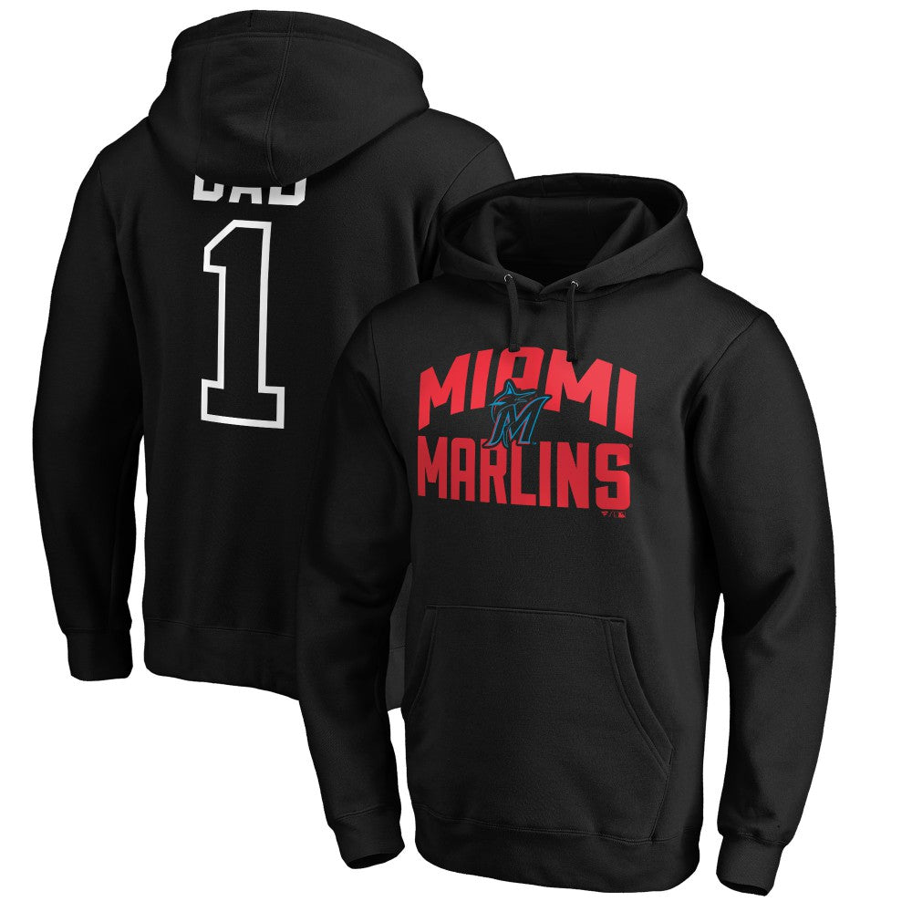 Miami Marlins Father's Day #1 Dad Pullover Hoodie - Black - MLB Lifestyle