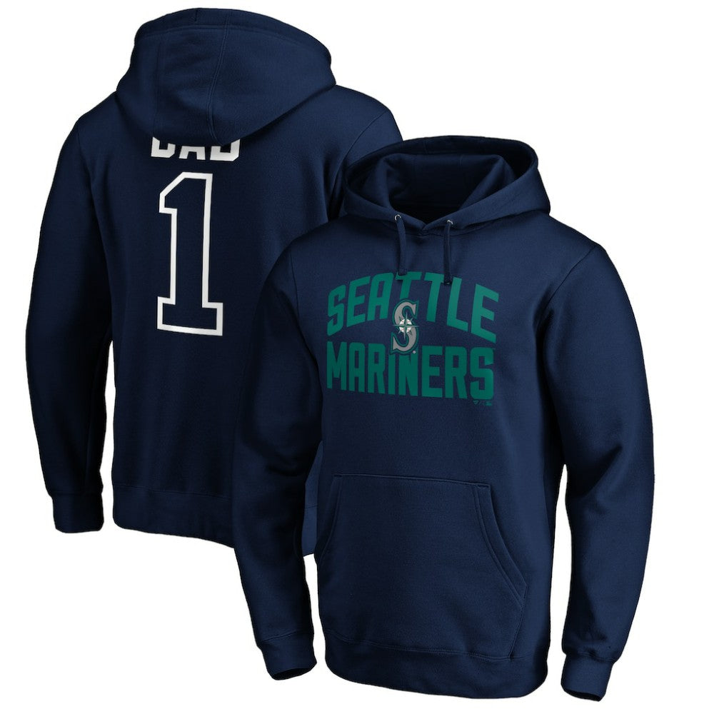 Seattle Mariners Father's Day #1 Dad Pullover Hoodie - Navy - MLB Discount