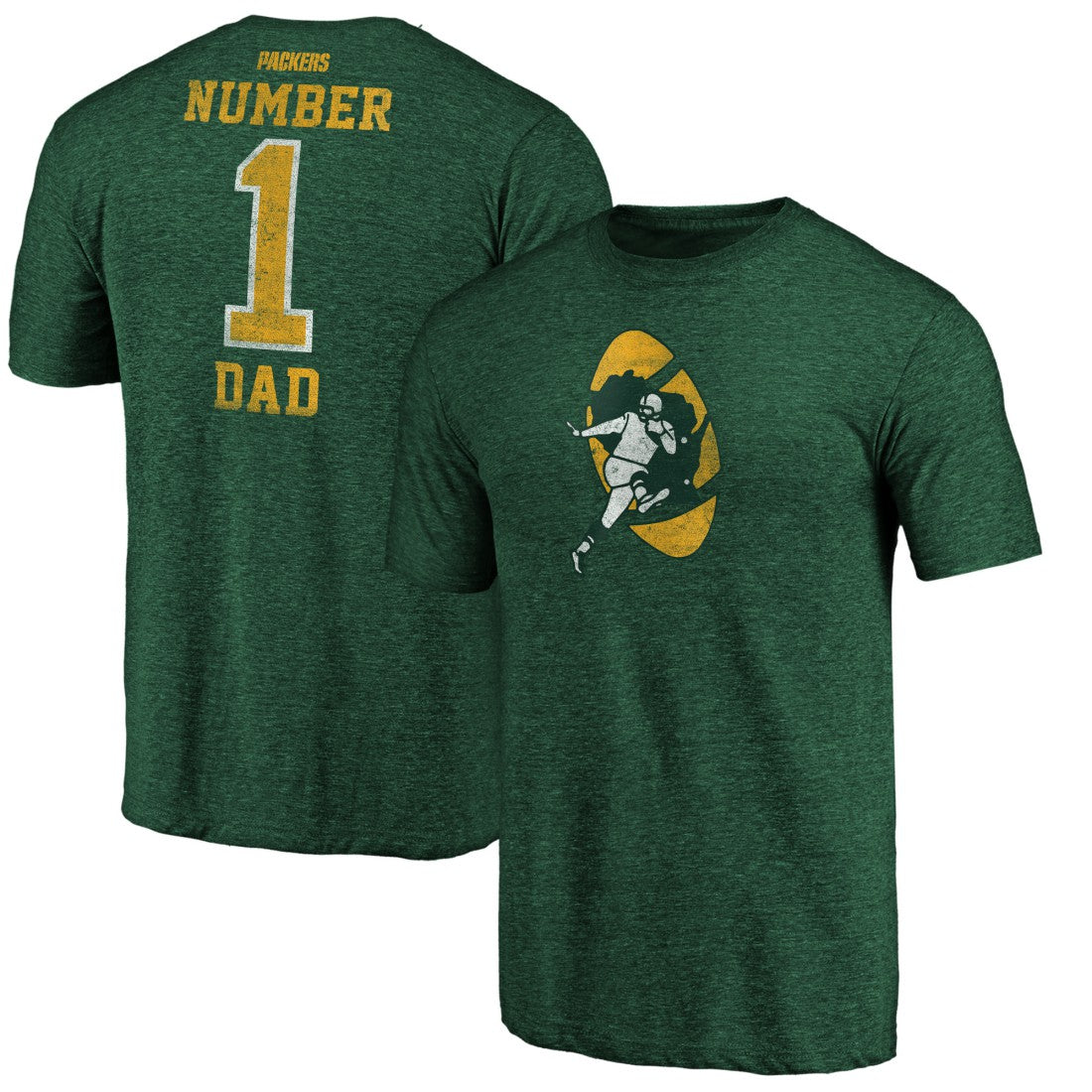 Green Bay Packers #1 Dad Team Logo T-Shirt Green