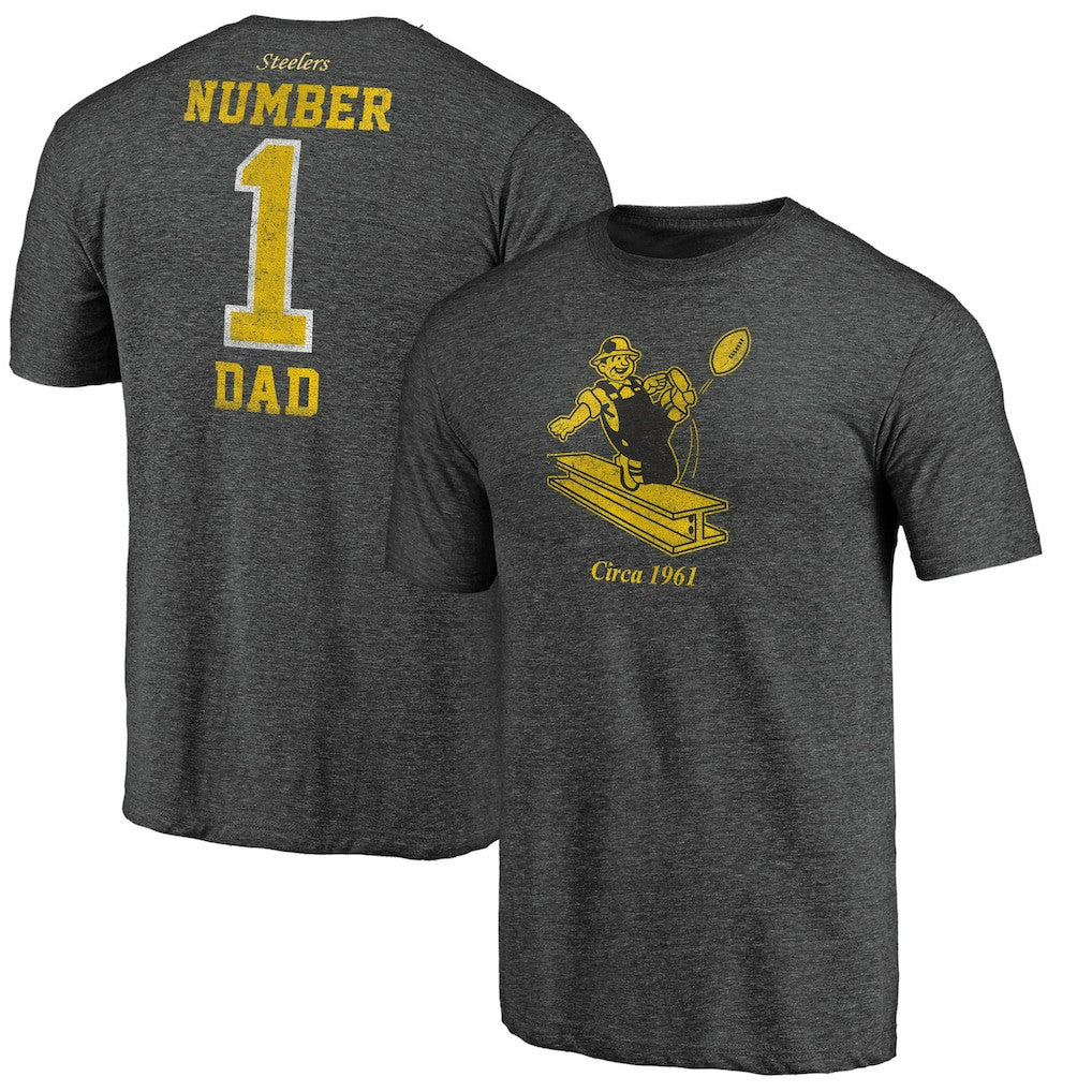 Pittsburgh Steelers #1 Dad Team Logo T-Shirt Charcoal