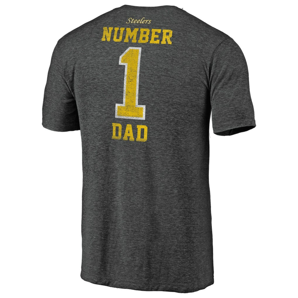 Pittsburgh Steelers #1 Dad Team Logo T-Shirt Charcoal