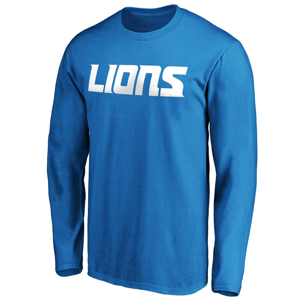 Detroit Lions #1 Dad Long Sleeve Team Logo T-Shirt Blue
