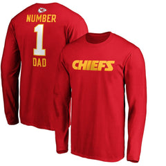 Kansas City Chiefs #1 Dad Long Sleeve Team Logo T-Shirt Red