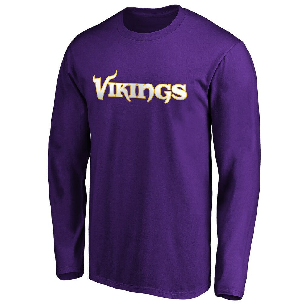 Minnesota Vikings #1 Dad Long Sleeve Team Logo T-Shirt Purple