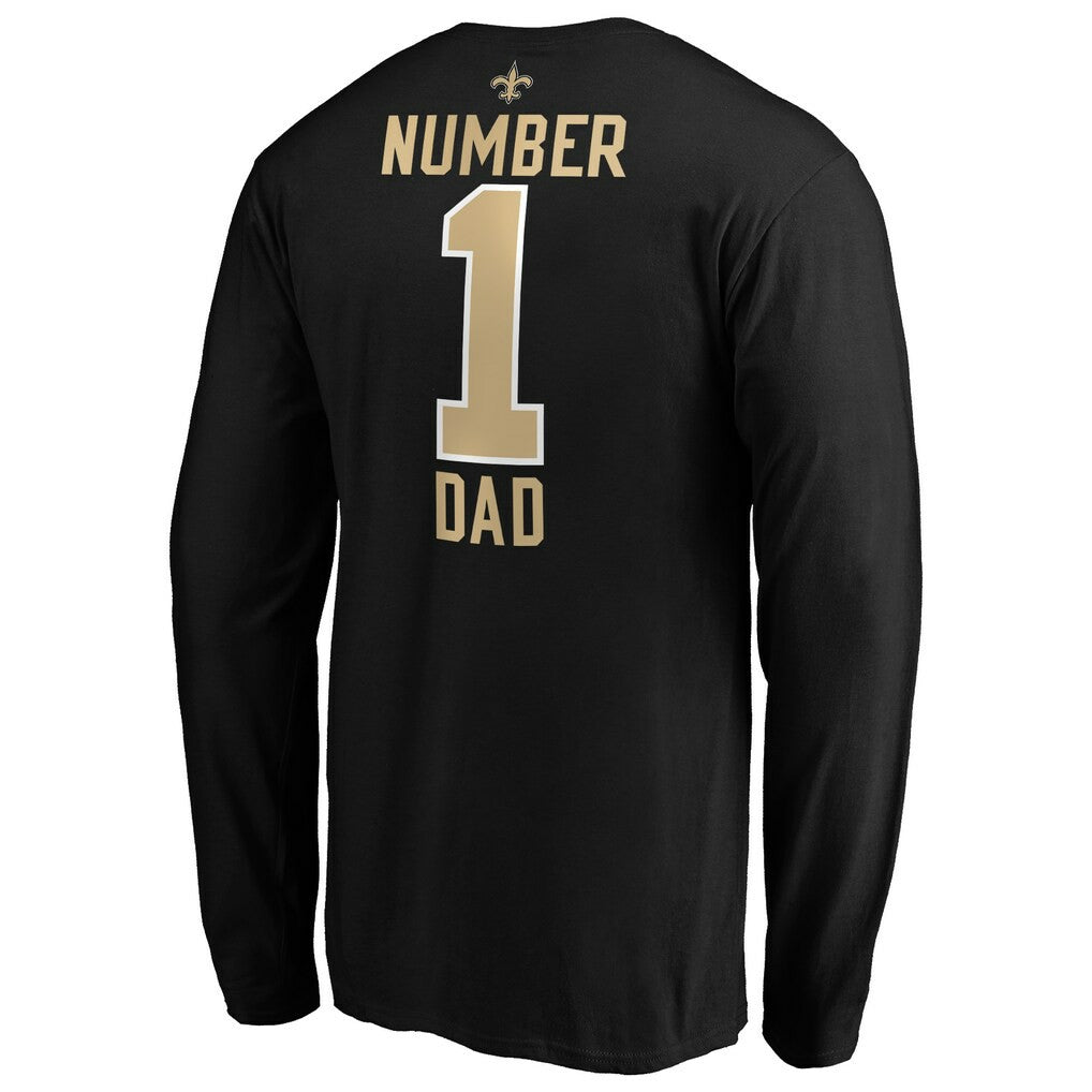 New Orleans Saints #1 Dad Long Sleeve Team Logo T-Shirt Black