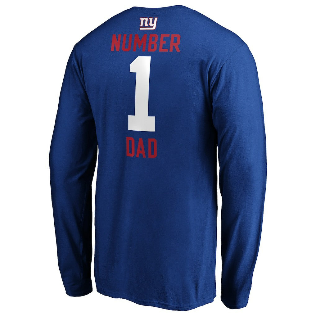 New York Giants #1 Dad Long Sleeve Team Logo T-Shirt Royal