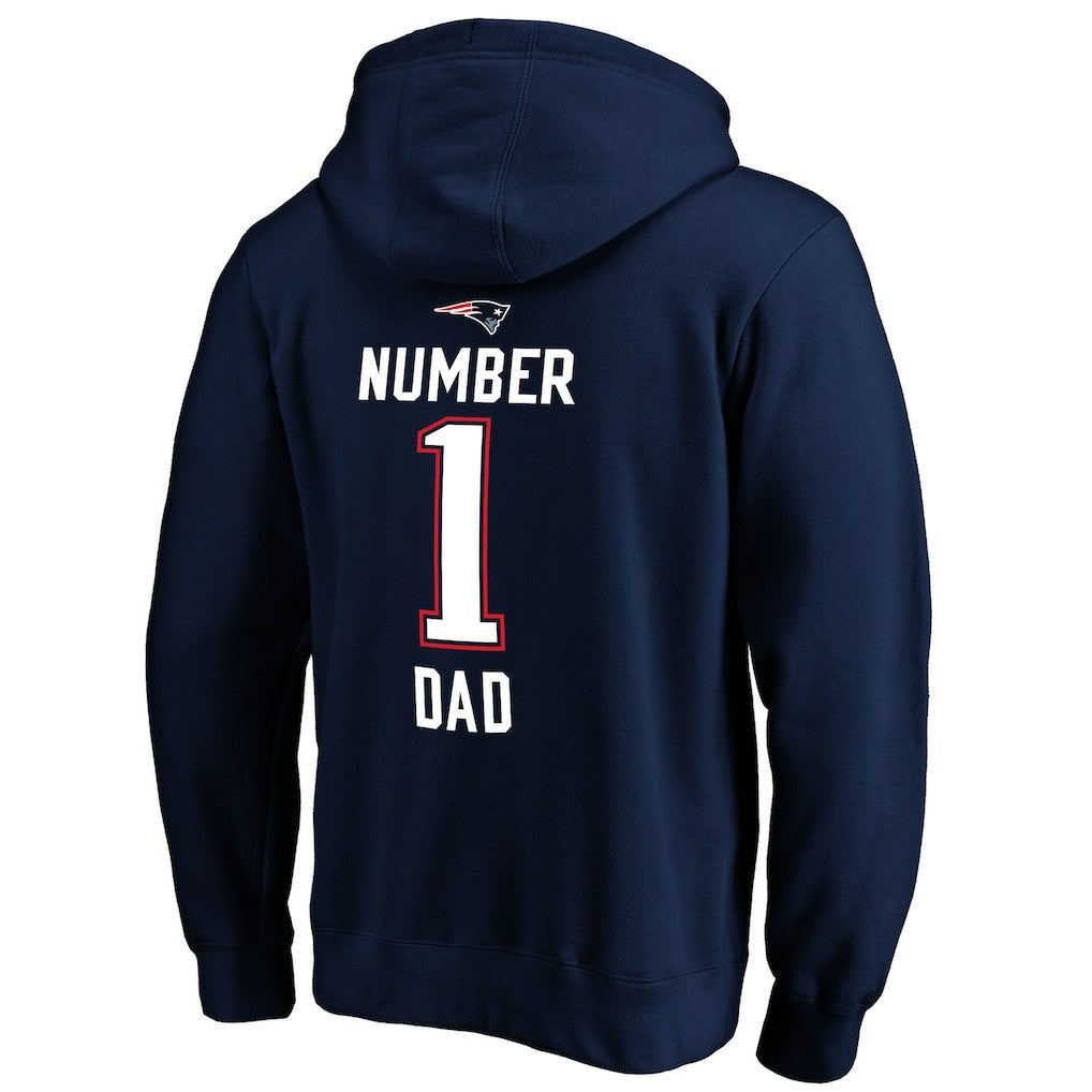 New England Patriots #1 Dad Pullover Hoodie Navy