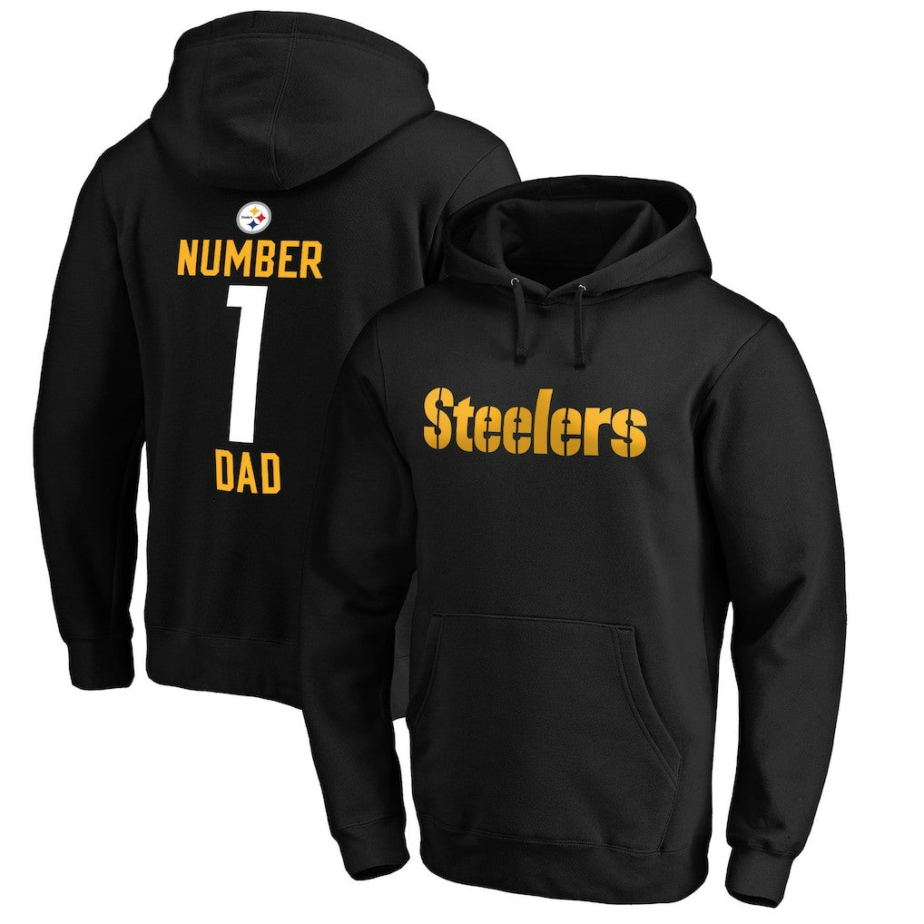Pittsburgh Steelers #1 Dad Pullover Hoodie Black