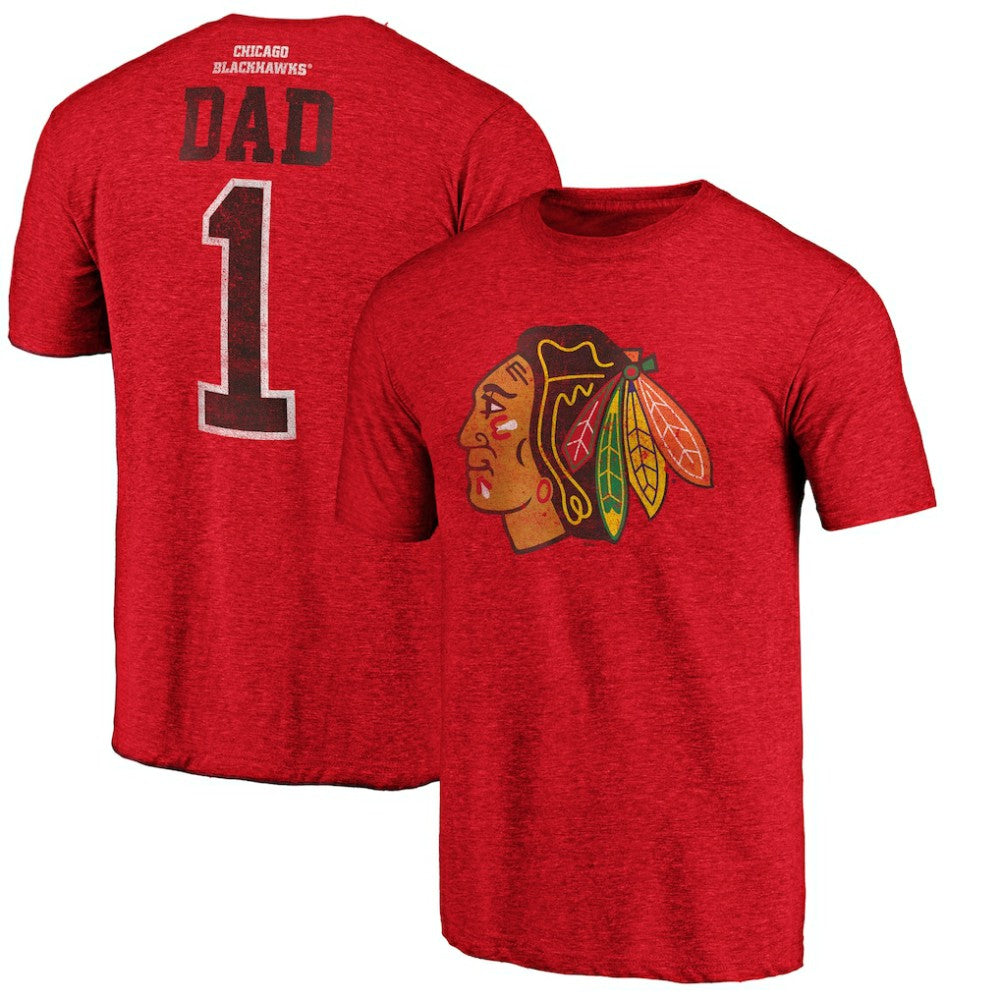 Chicago Blackhawks Greatest Dad Tri-Blend T-Shirt - Red - NHL 3990256