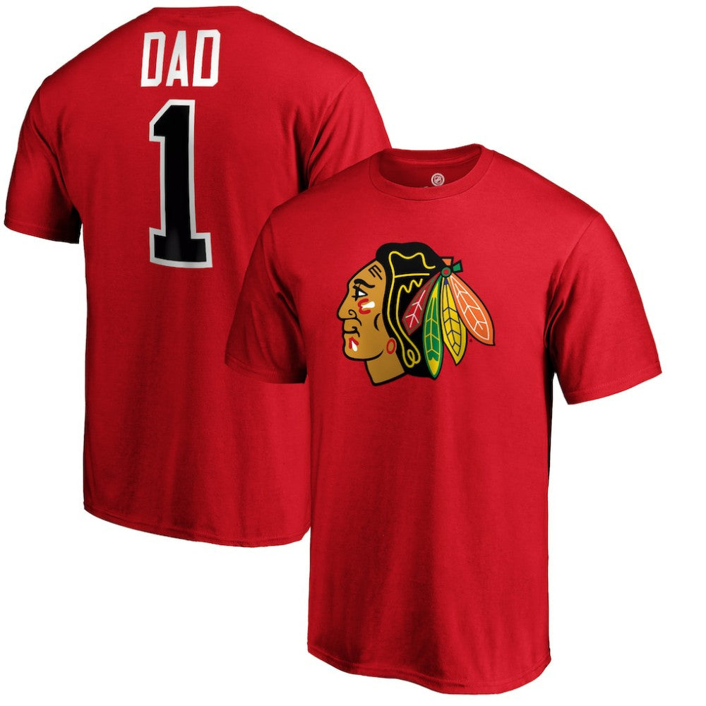 Chicago Blackhawks #1 Dad T-Shirt - Red - NHL 3990285