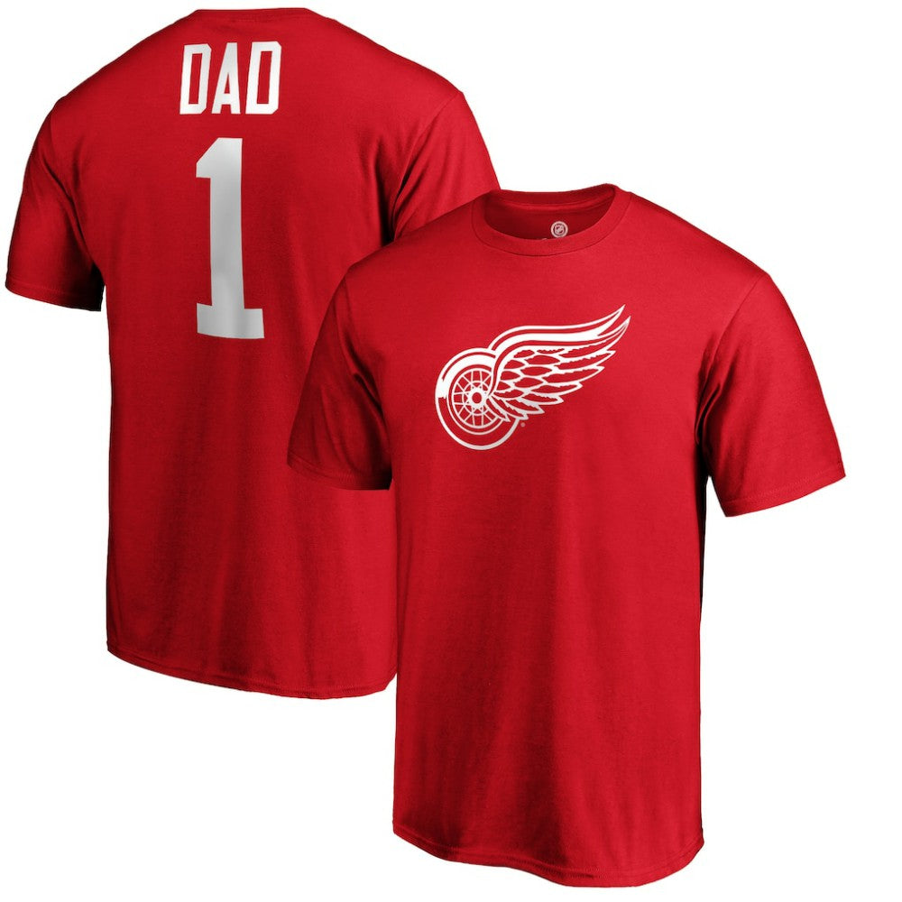 Detroit Red Wings #1 Dad T-Shirt - Red - NHL 3990289
