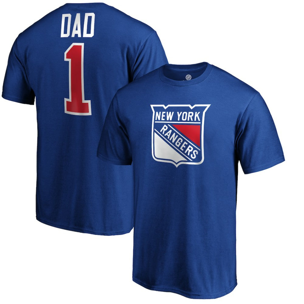 New York Rangers #1 Dad Logo T-Shirt - Blue - NHL 3990298