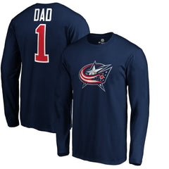 Columbus Blue Jackets #1 Dad Long Sleeve T-Shirt - Navy - NHL 3990318