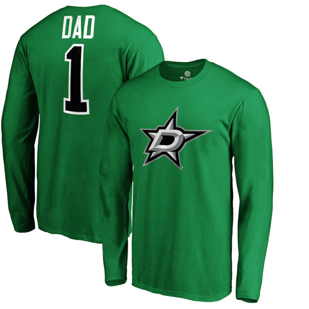 Dallas Stars #1 Dad Long Sleeve T-Shirt - Kelly Green - NHL 3990319