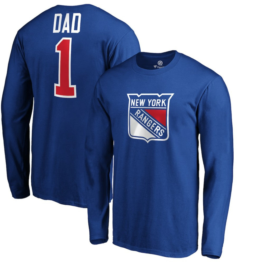 New York Rangers #1 Dad Long Sleeve T-Shirt - Blue - NHL 3990329