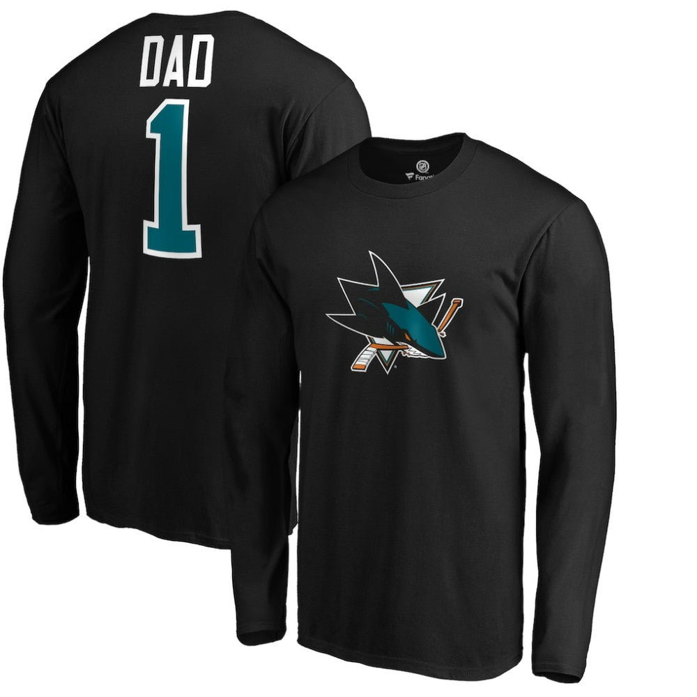 San Jose Sharks #1 Dad Long Sleeve T-Shirt - Black - NHL 3990333