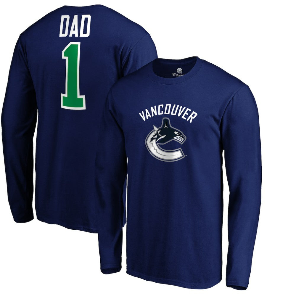 Vancouver Canucks #1 Dad Long Sleeve T-Shirt - Blue - NHL 3990337
