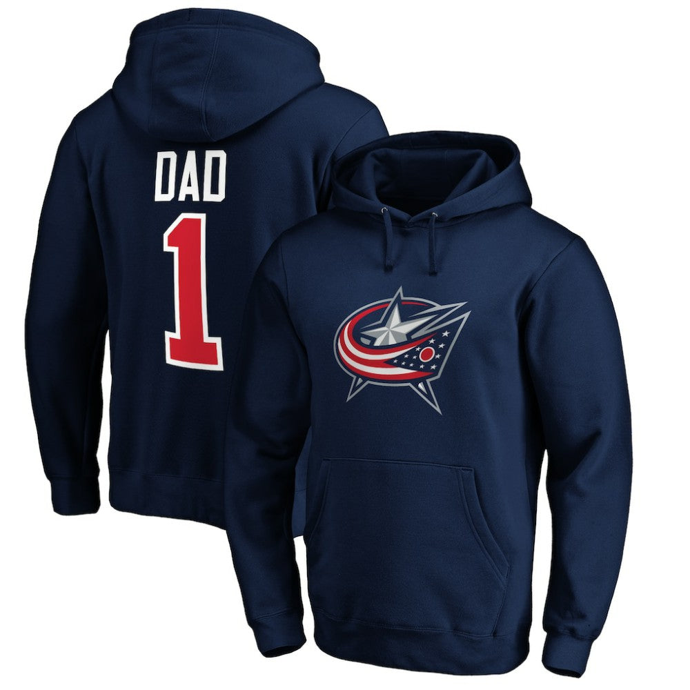 Columbus Blue Jackets #1 Dad Pullover Hoodie - Navy - NHL 3990349