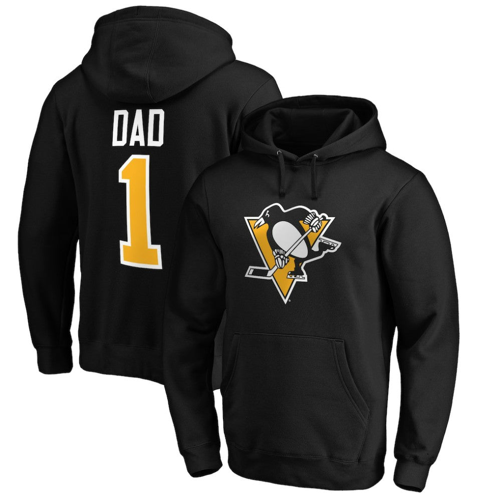 Pittsburgh Penguins #1 Dad Pullover Hoodie - Black - NHL 3990363