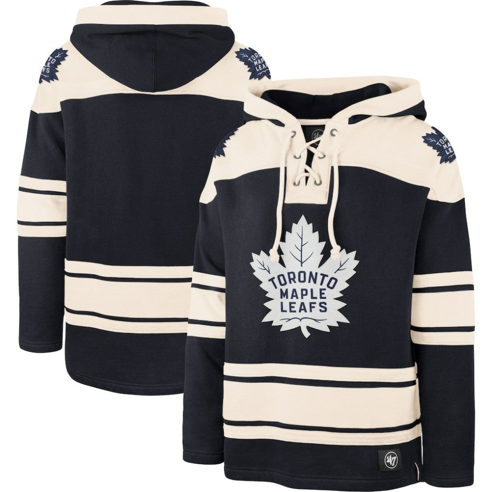Toronto Maple Leafs '47 Superior Lacer Pullover Hoodie - Navy/Cream - NHL 3996210