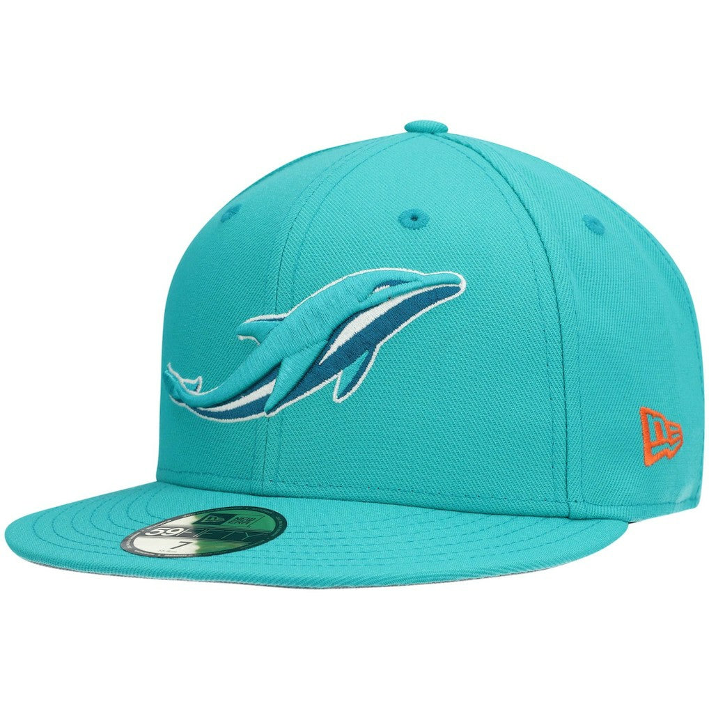 Miami Dolphins New Era Omaha 59FIFTY Fitted Hat Aqua