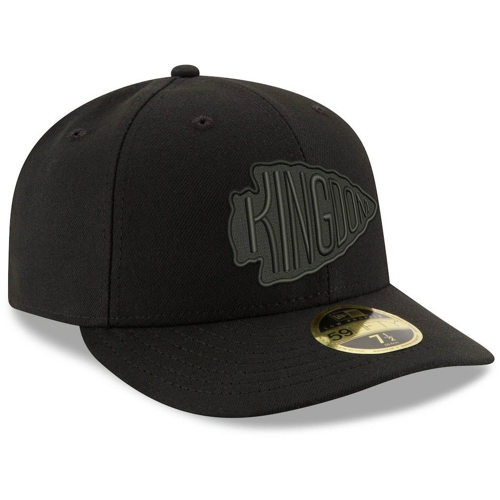 Kansas City Chiefs New Era Alternate Logo Black on Black Low Profile 59FIFTY II Fitted Hat Black