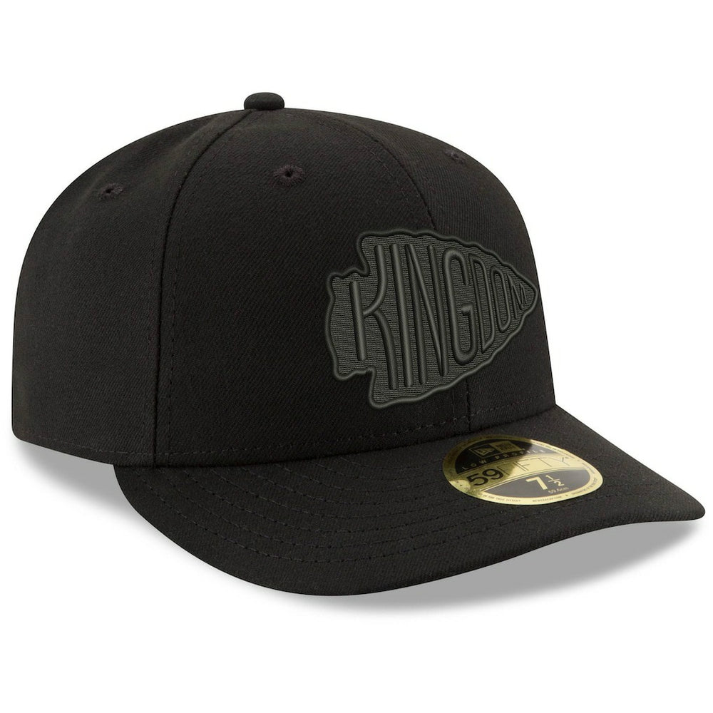 Kansas City Chiefs New Era Alternate Logo Black on Black Low Profile 59FIFTY II Fitted Hat Black