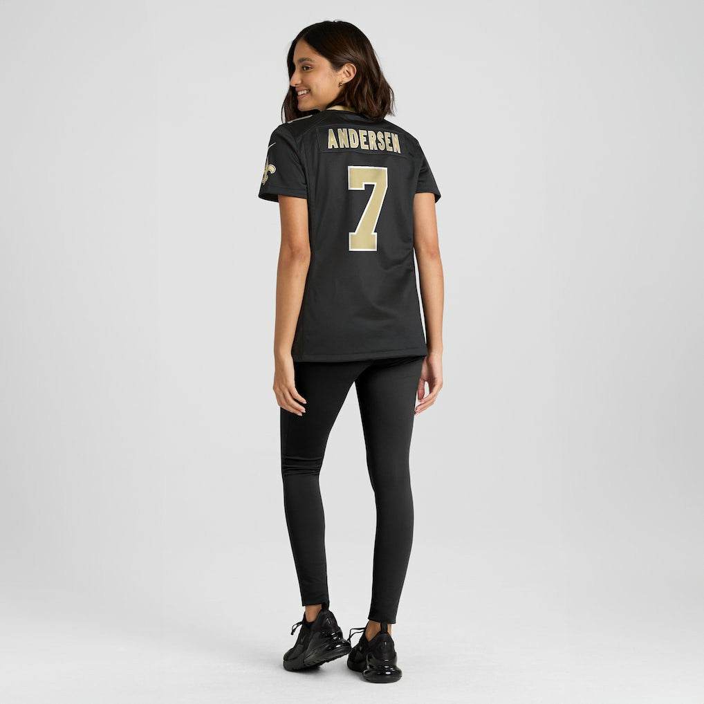 Nike Morten Andersen New Orleans Saints Women's Game Retired Player Jersey Black