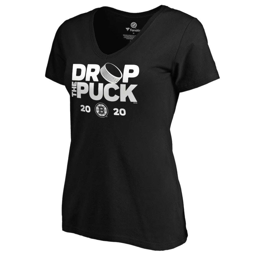 Boston Bruins Women's Drop the Puck V-Neck T-Shirt - Black - NHL 4001717