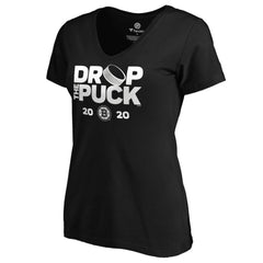 Boston Bruins Women's Drop the Puck V-Neck T-Shirt - Black - NHL 4001717