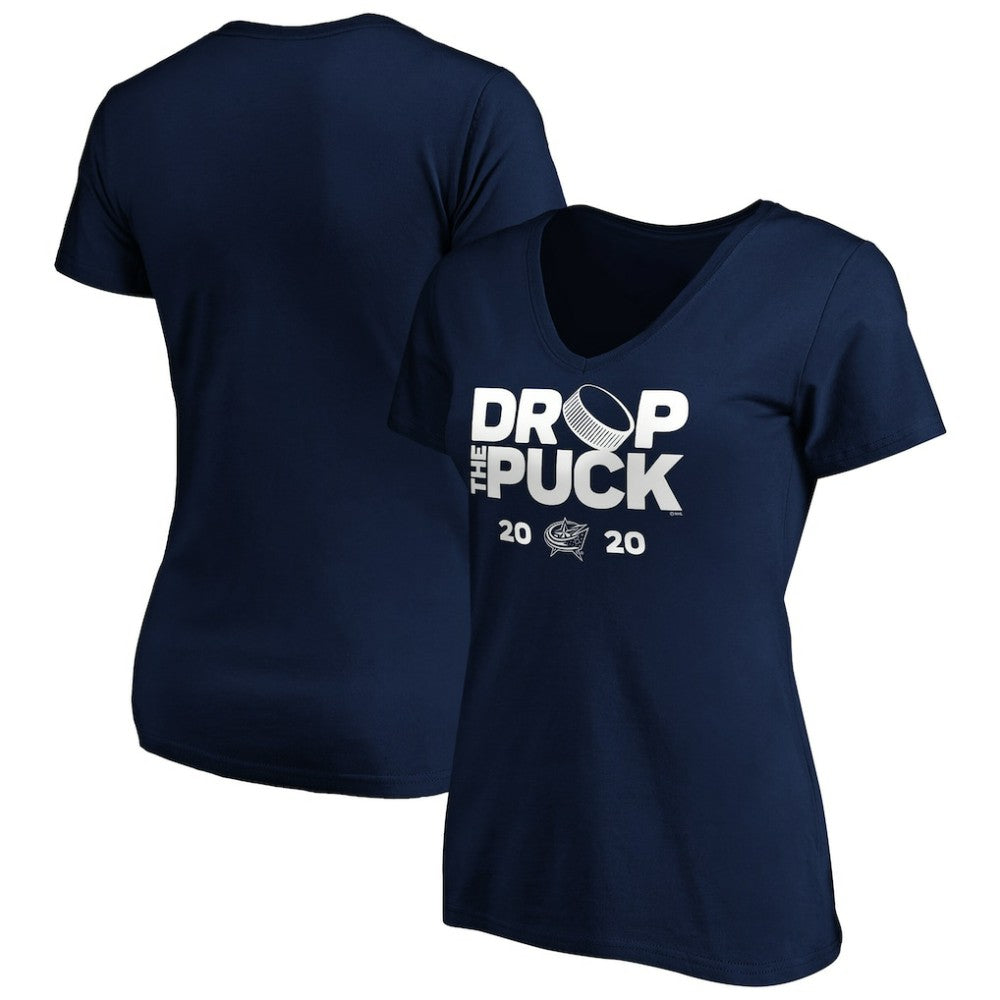 Columbus Blue Jackets Women's Drop the Puck V-Neck T-Shirt - Navy - NHL 4001723
