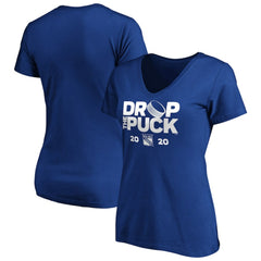 New York Rangers Women's Drop the Puck V-Neck T-Shirt - Royal - NHL 4001733